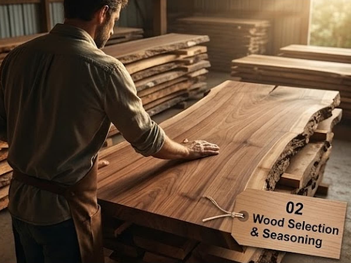 Premium wood selection and seasoning