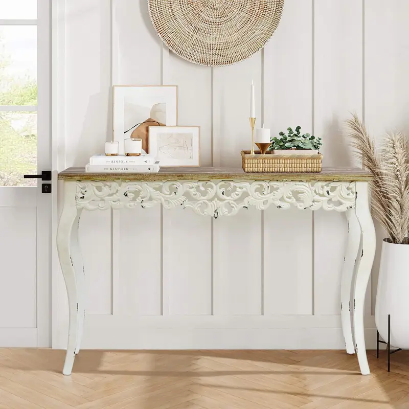 white wooden table
